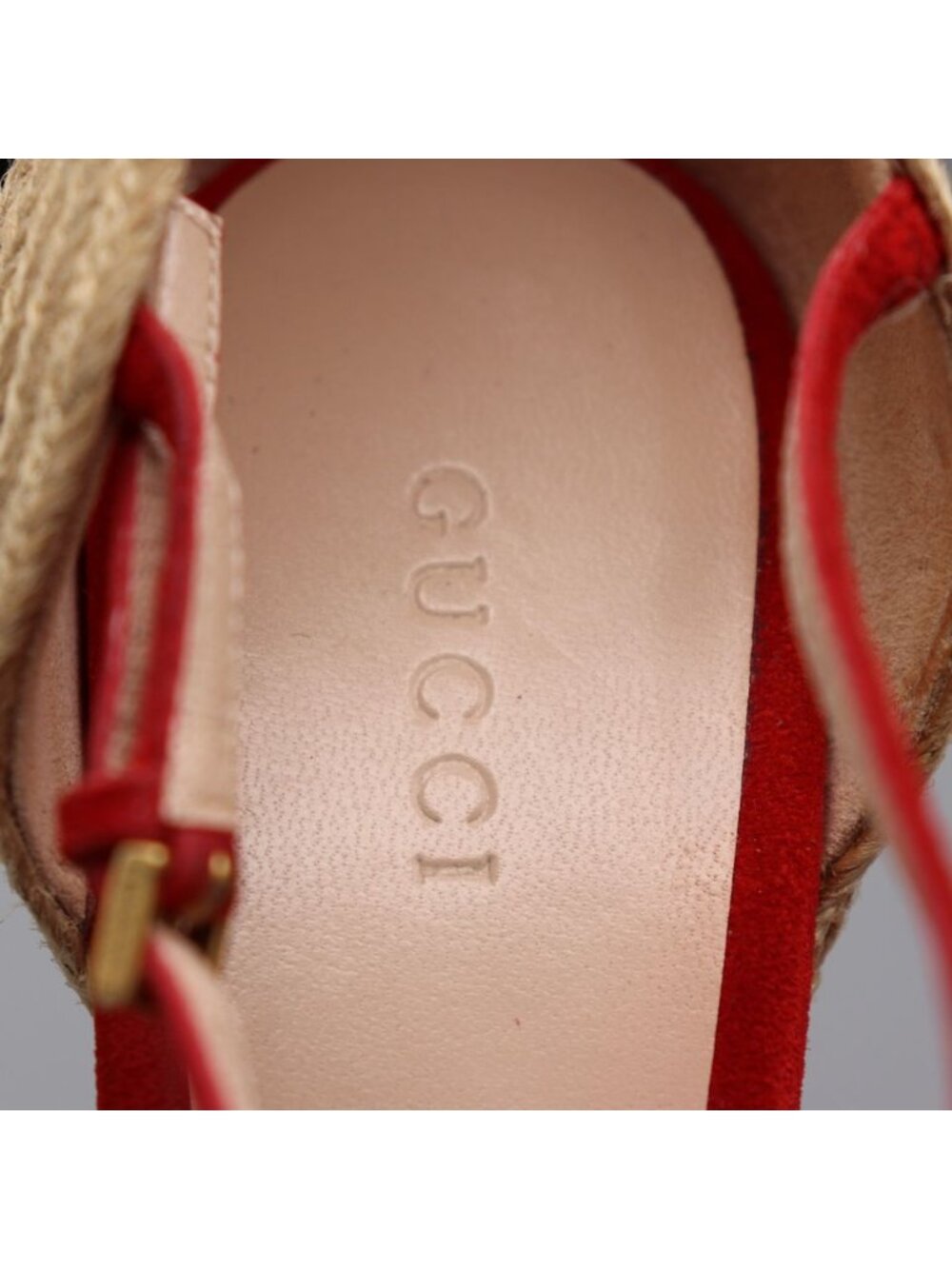 Gucci Ophelia Hibiscus Red Suede Floral Crewel Wedge Platform Espadrille 38 Box - Picture 16 of 16